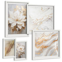 BILDER SET 5er Set - 50x50 cm & 20x30 cm & 40x60 cm Weißer Rahmen - Berglandschaften mit dem Fahrrad - Weiß, Kunststoff (40/60cm) - TULUP