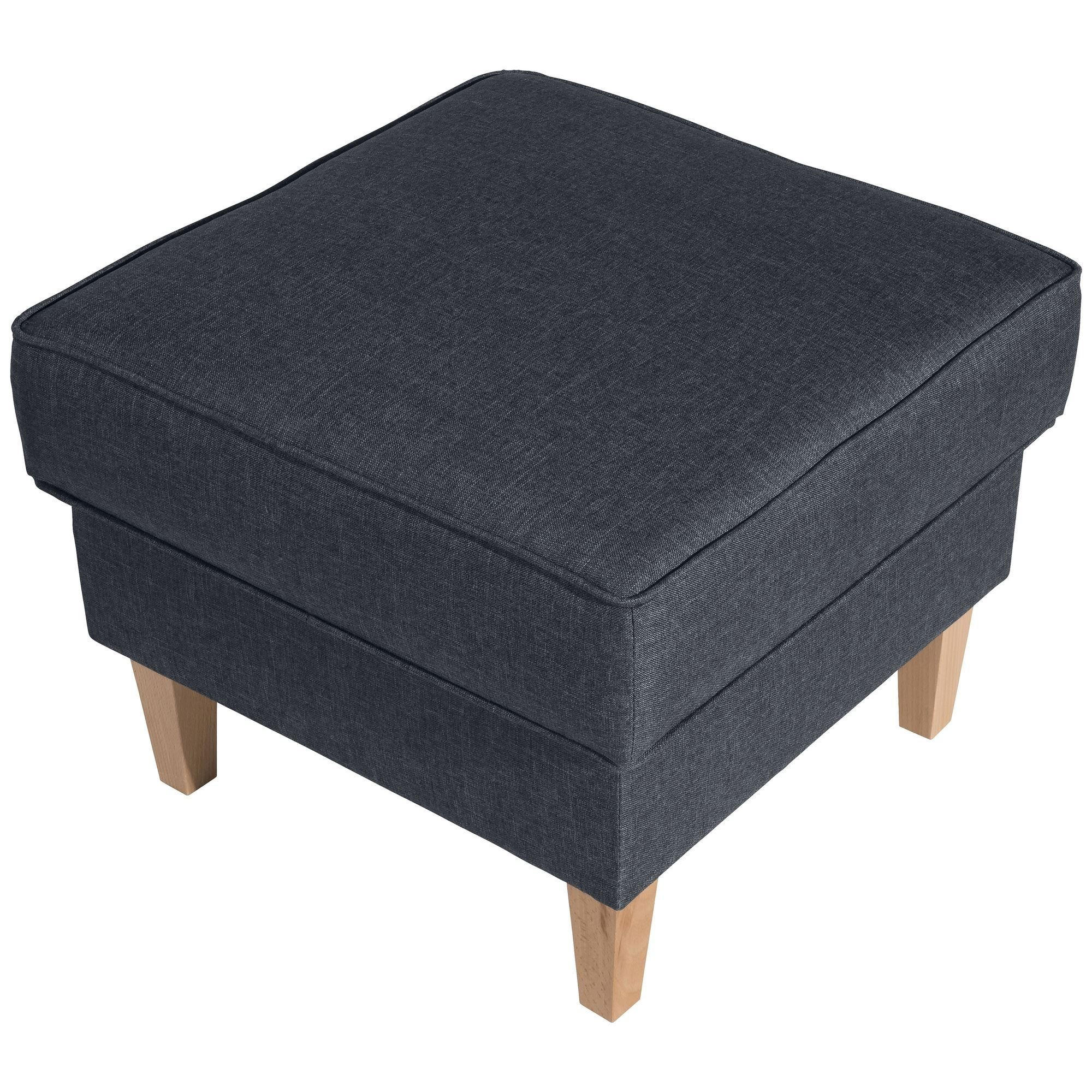 HOCKER Karlen Bezug Flachgewebe Buche natur / denim - Buchefarben/Blaugrau, Kunststoff (53/45/53cm) - 58aufmkessel