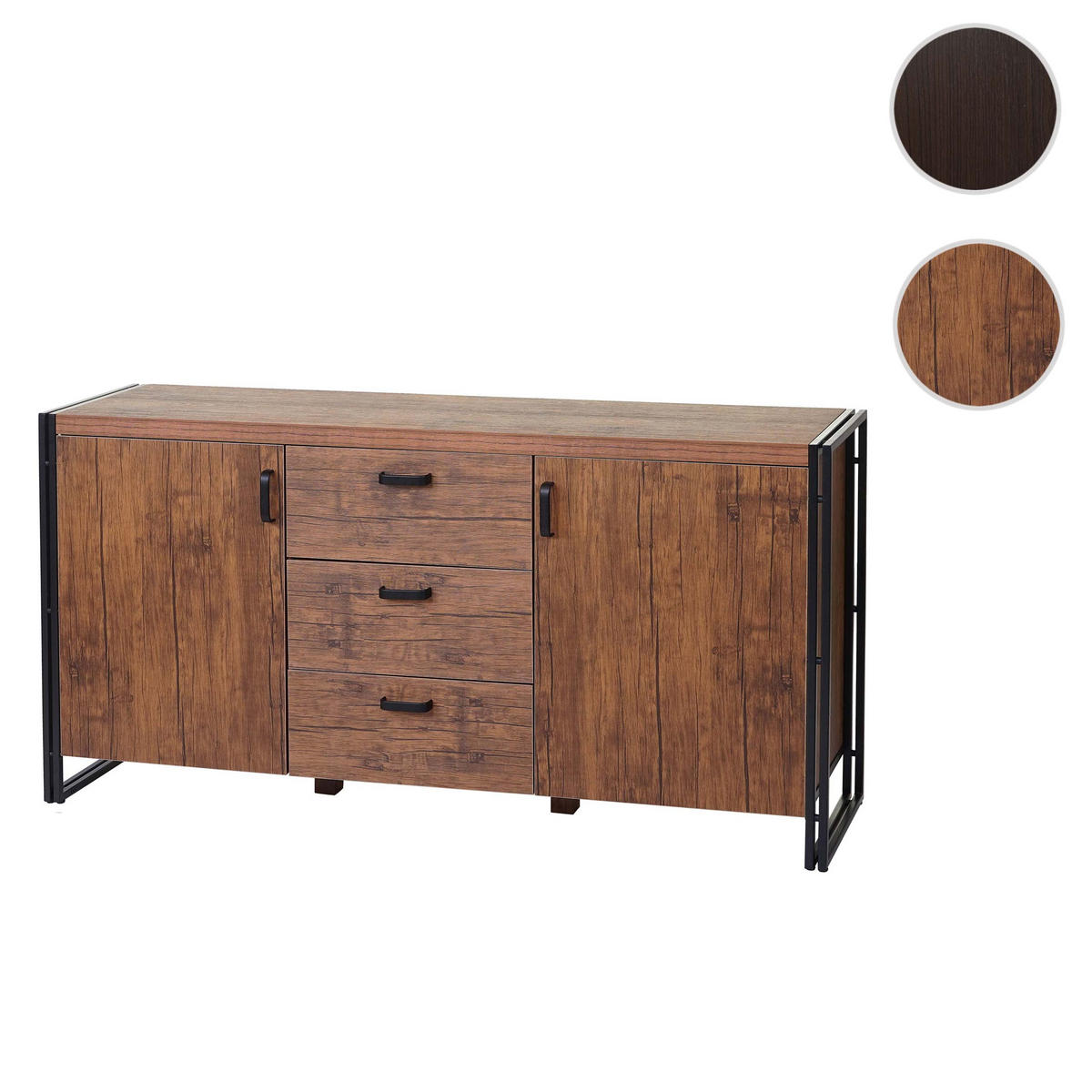 SIDEBOARD Wildeiche Dekor, Schwarz - Wildeiche/Schwarz, Holzwerkstoff (160/80/40cm) - MCW