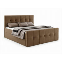 BOXBETT AUREN FRONT 160x200 cm Komplett-Set mit Bonell-Matratze, Topper und Bettkasten, Samt Braun - Braun, Textil (160/200cm) - Luxkor24