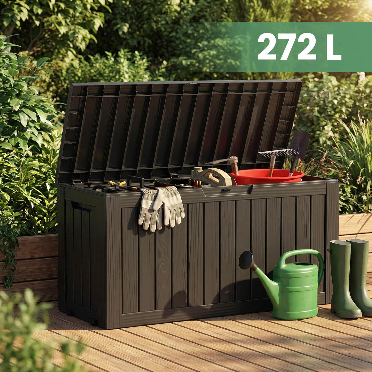 GARTENBOX 272L Schwarz - Schwarz, Kunststoff (114/57.5/46.3cm) - Akord