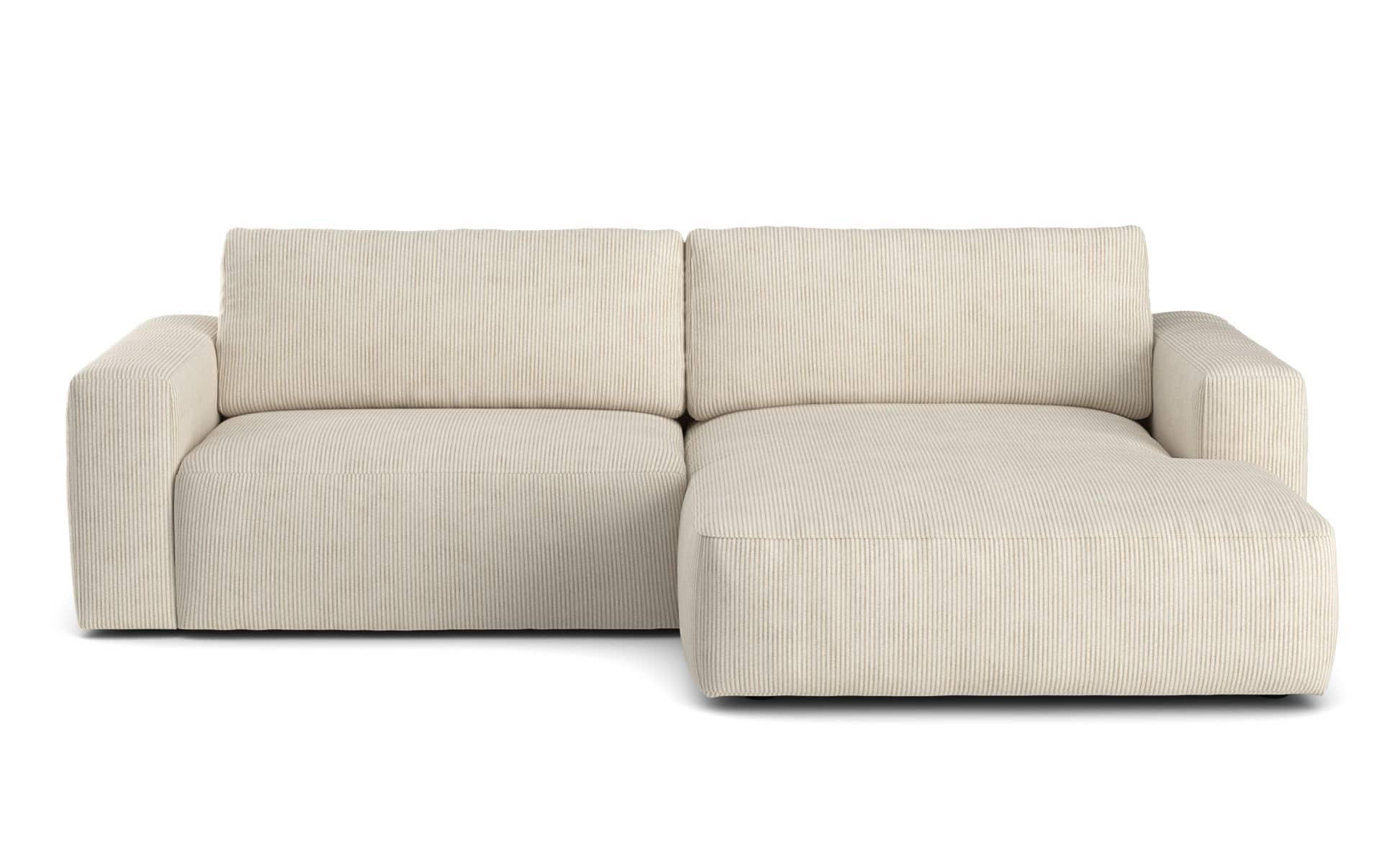 ECKSOFA mit Cord-Stoff - Beige/Creme, Holz/Kunststoff (175/288cm) - Cotta