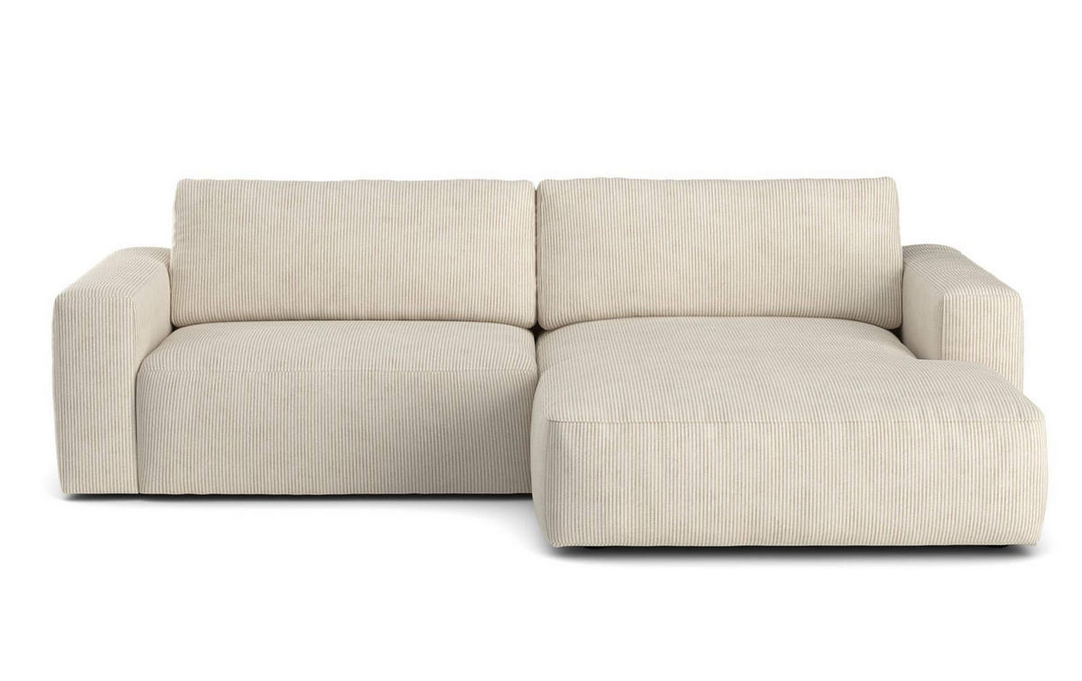 ECKSOFA mit Cord-Stoff - Beige/Creme, Holz/Kunststoff (175/288cm) - Cotta