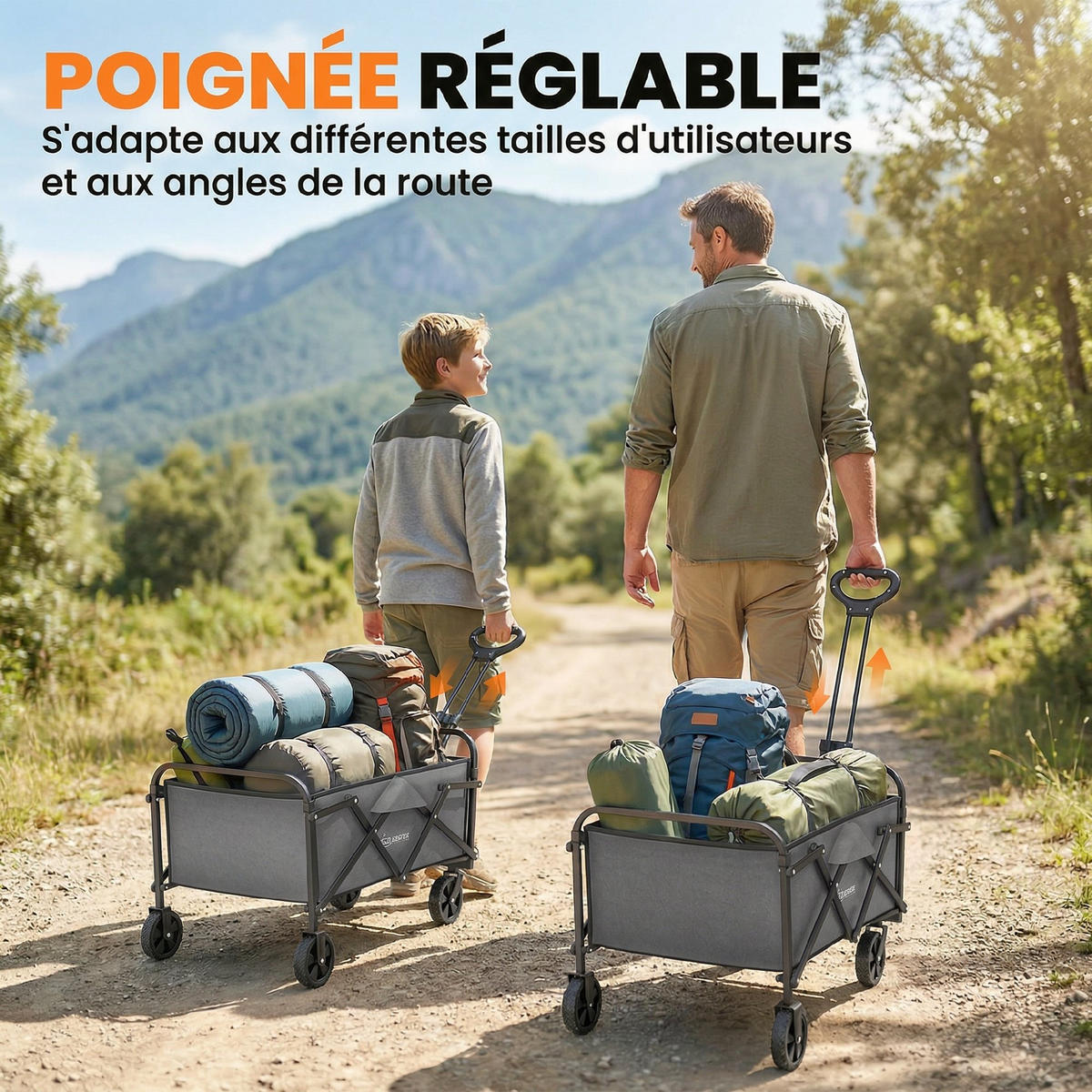 GARTENWAGEN DE-18775 all-terrain klappbar 66L Grau - Grau, Metall (45/89/81cm) - ComfortXL