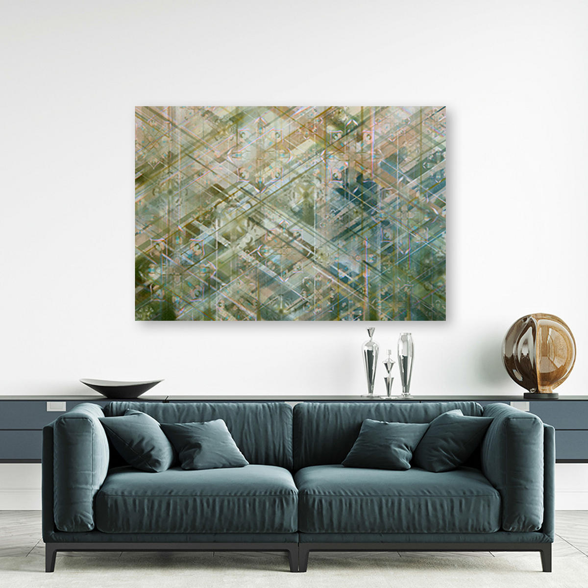 WANDBILD abstrakte geometrische formen - Grau, Textil (60/40cm) - Feeby