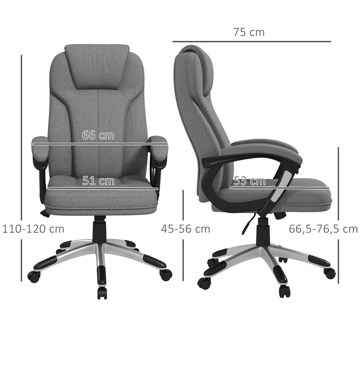 DREHSTUHL 66/75/110-120 cm grau aus Polyester höhenverstellbar mit Wippfunktion - Grau, Kunststoff (75/120/66cm) - OKWISH