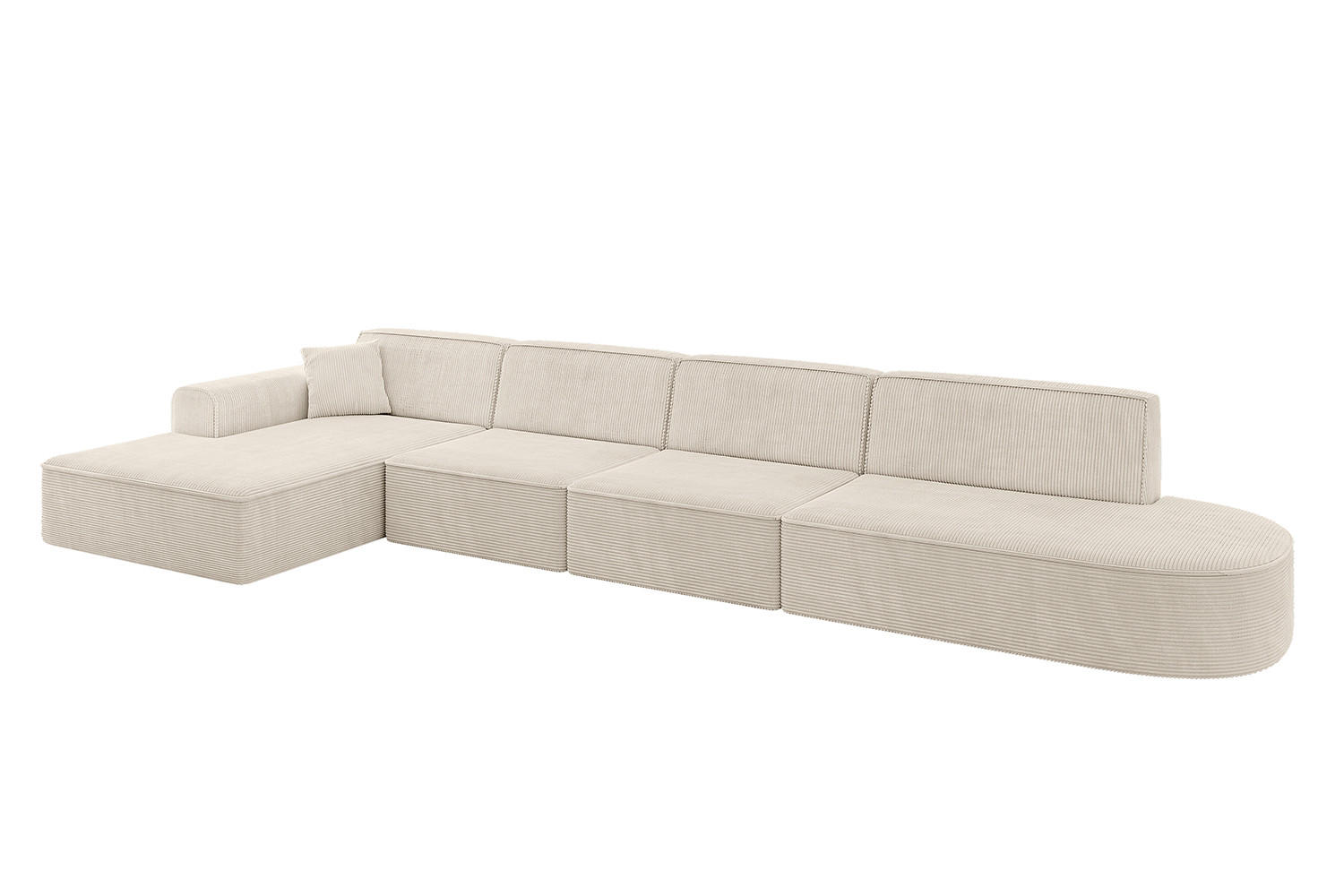 ECKSOFA Ottomane Links IREA-L3-v3 - 412x165x77 cm Beige - Beige, Holzwerkstoff/Textil (412/165cm) - ALTDECOR