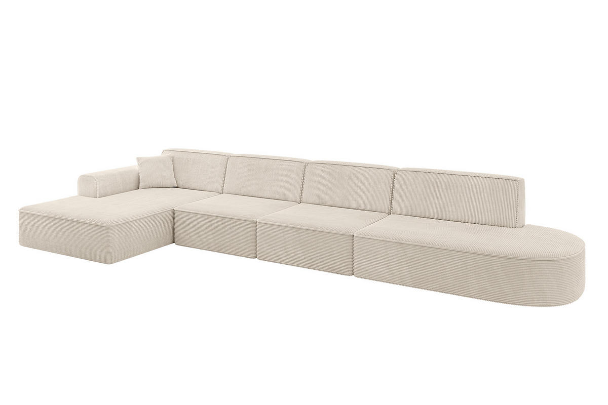 ECKSOFA Ottomane Links IREA-L3-v3 - 412x165x77 cm Beige - Beige, Holzwerkstoff/Textil (412/165cm) - ALTDECOR
