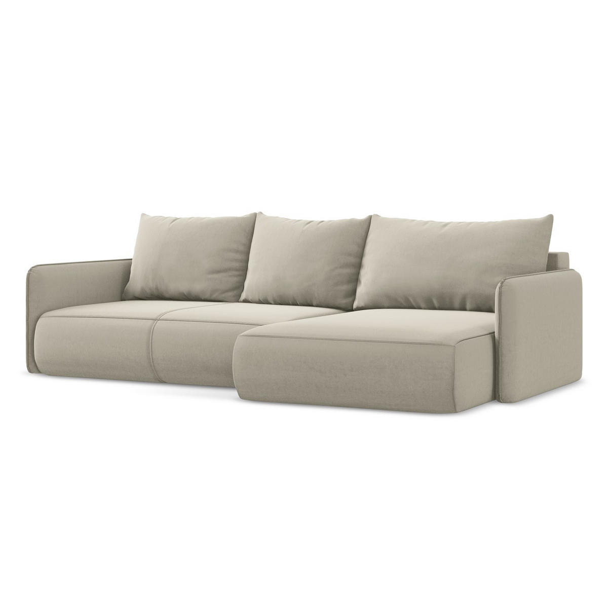 ECKSOFA mit Schlaffunktion Samt Stoff Creme - Perlmutt/Creme, Kunststoff/Textil (240/148cm) - LaMiaSofa