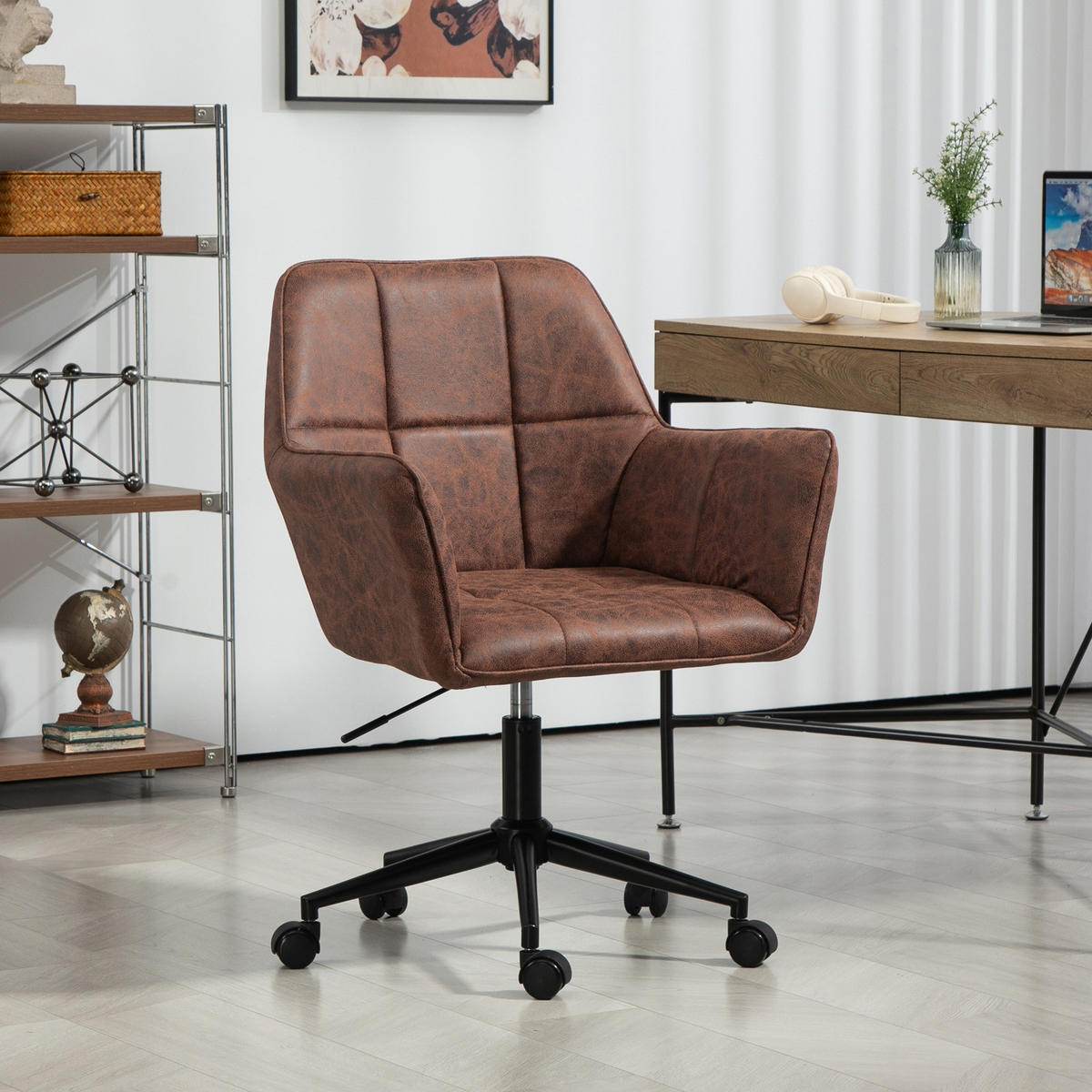 SCHREIBTISCHSTUHL GREG Braun - Schwarz/Braun, Textil/Metall (60/94/57cm) - SVITA