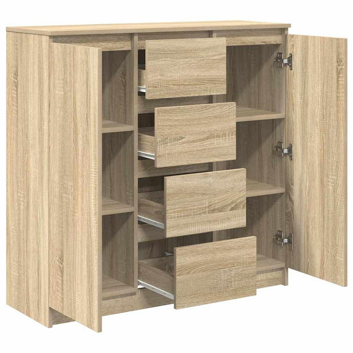 SIDEBOARD Mit Schubladen Sonoma-Eiche 100,5/35/98,5 Cm - Braun, Holzwerkstoff (35/98.5/100.5cm) - vidaXL