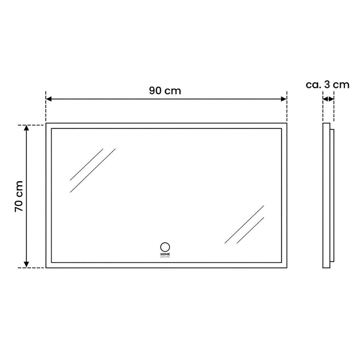 LED-SPIEGEL Rechteckig NOLA – 90 x 70 cm - Weiß, Glas (90/70/1cm) - Home Deluxe