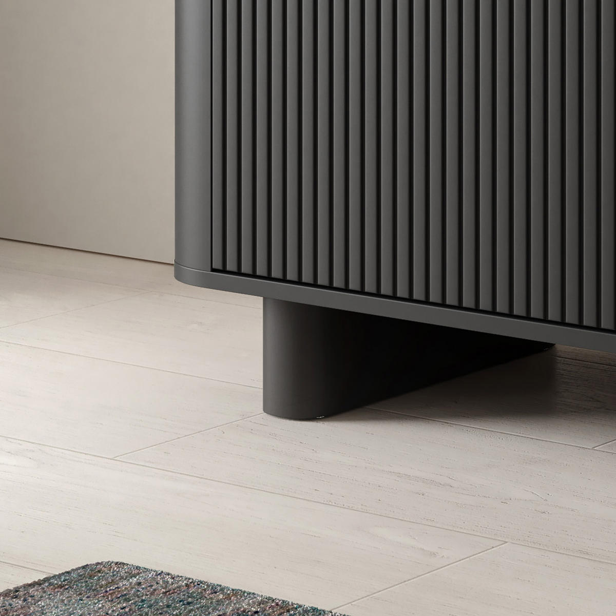 TV-SCHRANK Hängende RTV Kommode 200 cm Misterio mit Lamellen Schwarz - Schwarz, Holzwerkstoff (200/42/40cm) - Jerpax
