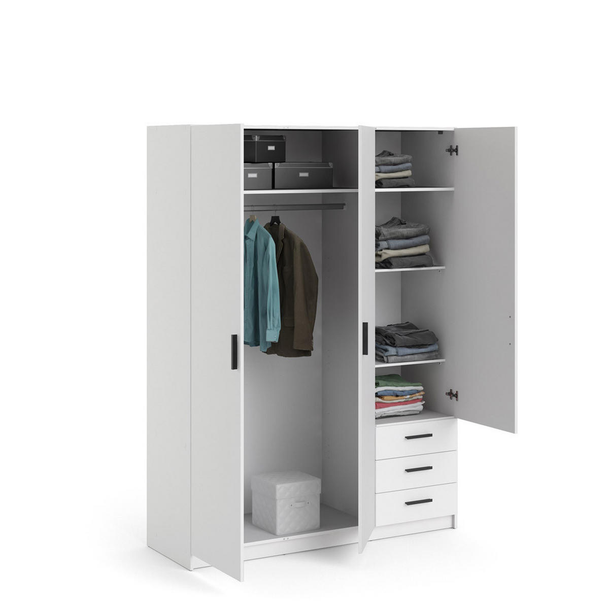 KLEIDERSCHRANK weiß - Weiß, Holzwerkstoff (147/201/50cm) - ebuy24