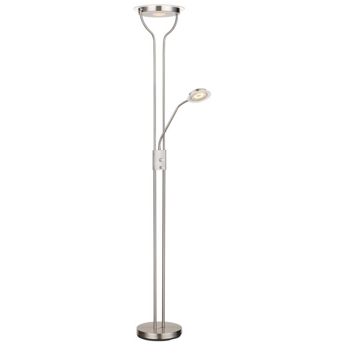 LED STEHLEUCHTE BRIANT, Silber, Metall, 2-flammig - Silberfarben, Glas (28/25.5/180cm) - Globo Lighting