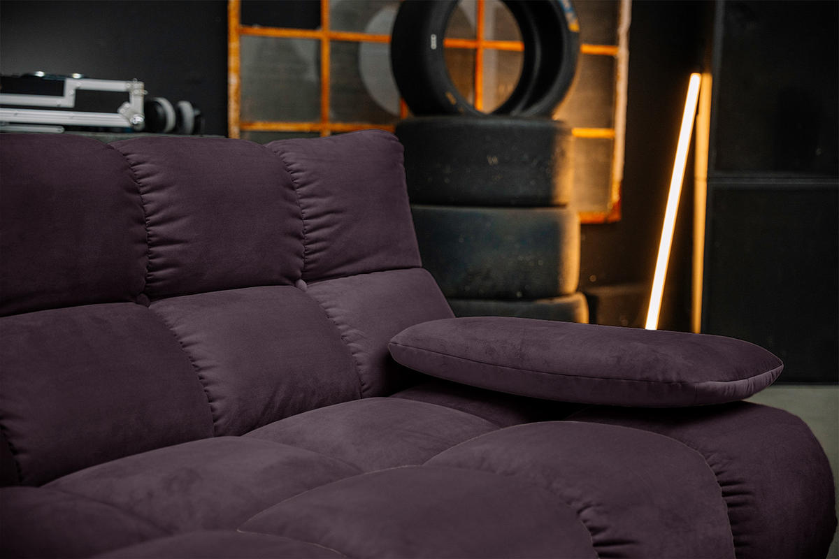 ECKSOFA VIVIEN Violett Velvet - Violett/Schwarz, Kunststoff/Textil (290/178cm) - KAWOLA