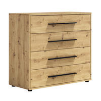 KOMMODE Modena 100 cm in Eiche Artisan mit Schubladen - Schwarz/Eiche Artisan, Holzwerkstoff/Kunststoff (100/87/40cm) - Ravio