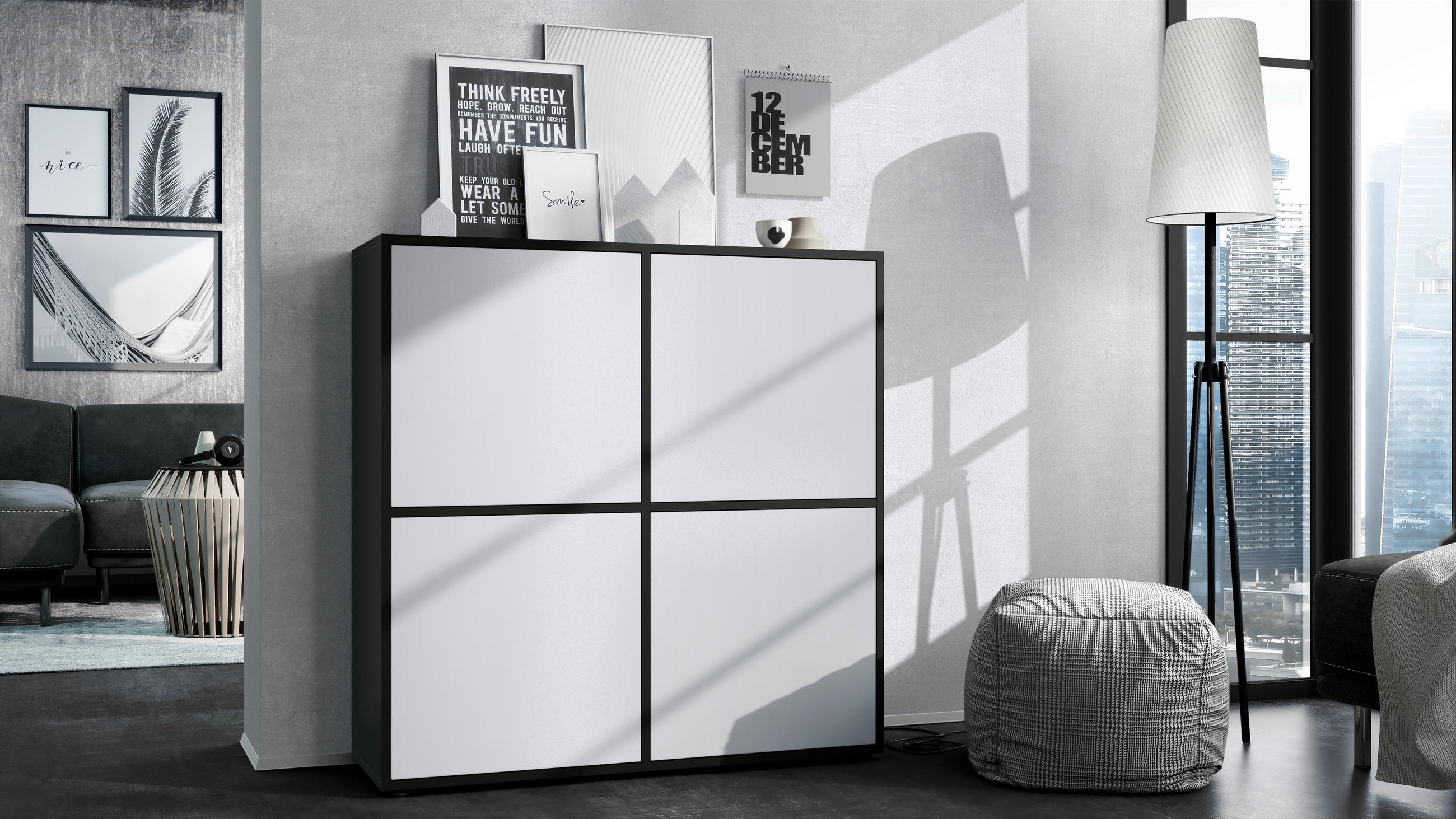 HIGHBOARD Cuba Türen in Weiß matt - Weiß, Holzwerkstoff (104/105.5/35.5cm) - Vladon