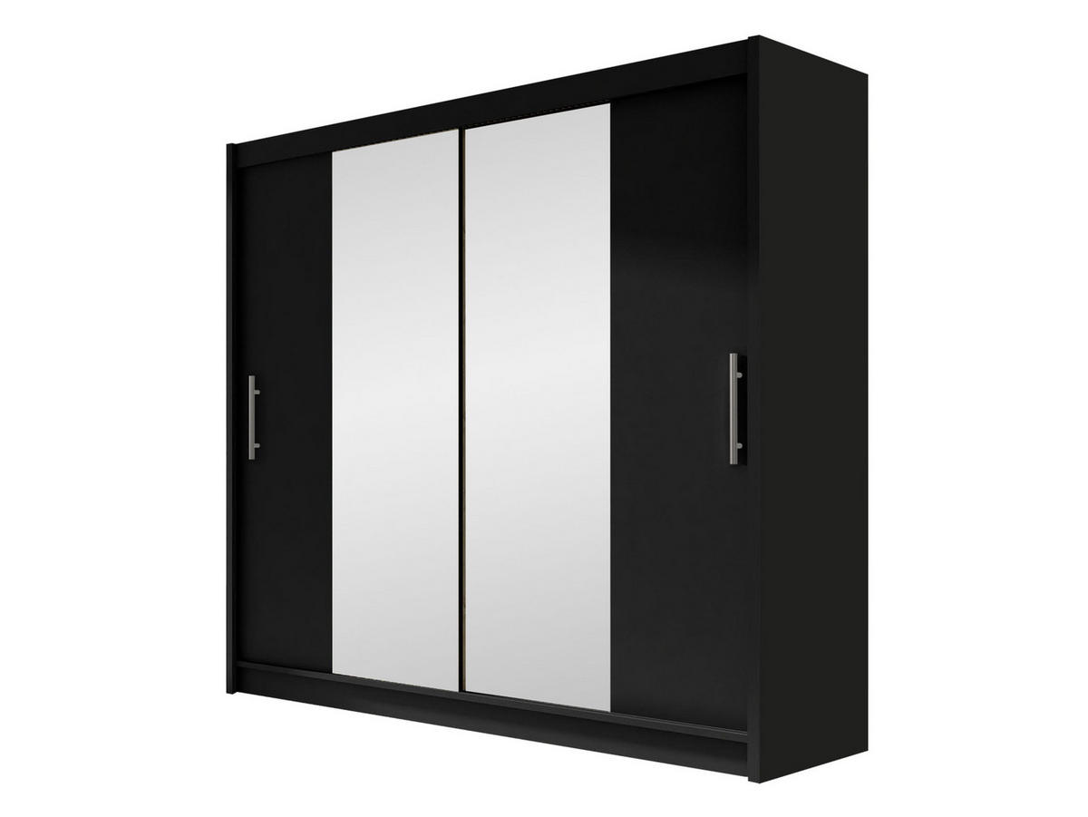 KLEIDERSCHRANK London II - Silberfarben/Schwarz, Holzwerkstoff/Kunststoff (180/215/58cm) - MIRJAN24