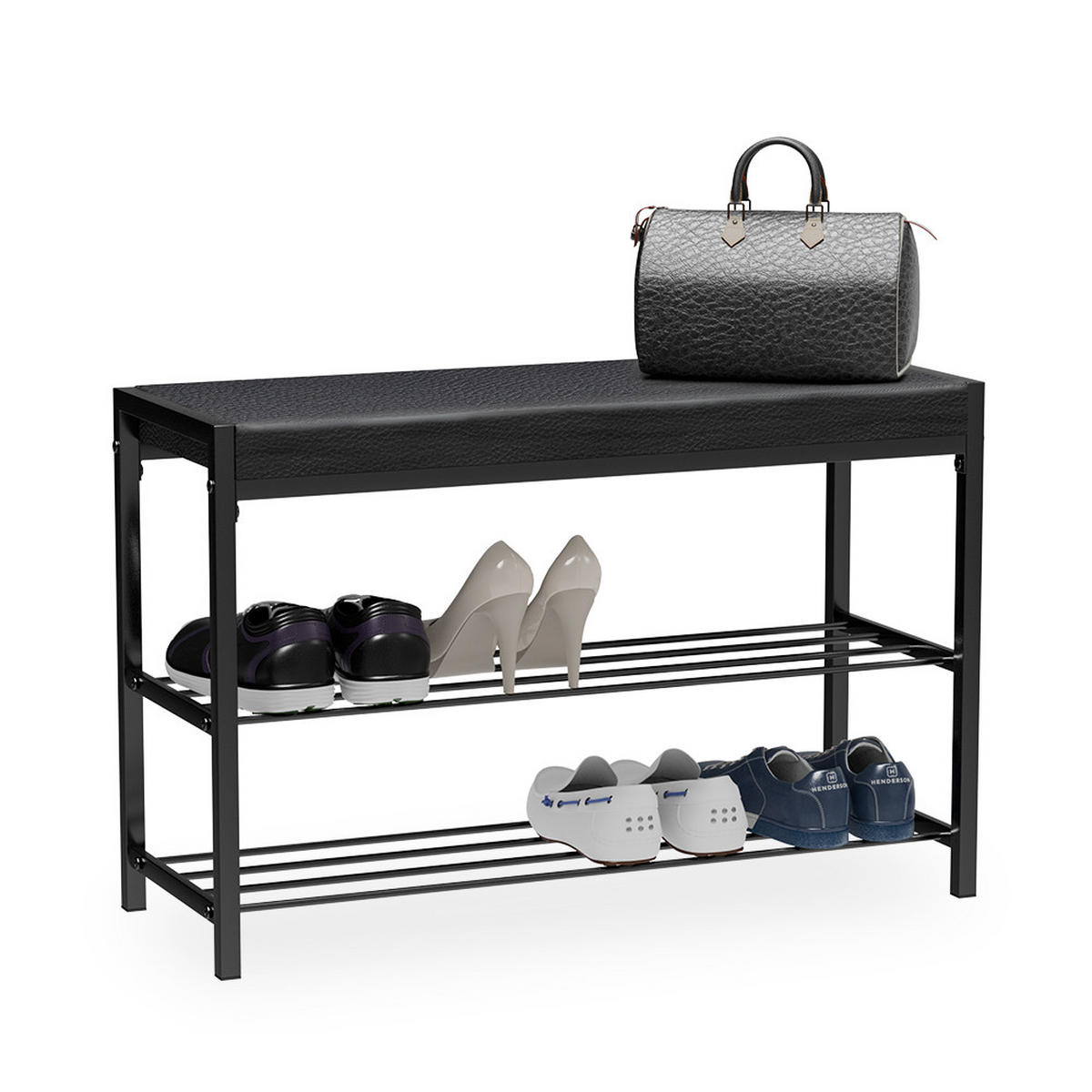 SCHUHBANK Borneo Schwarz 80 x 52 cm - Schwarz, Textil (80/52/30cm) - Vicco