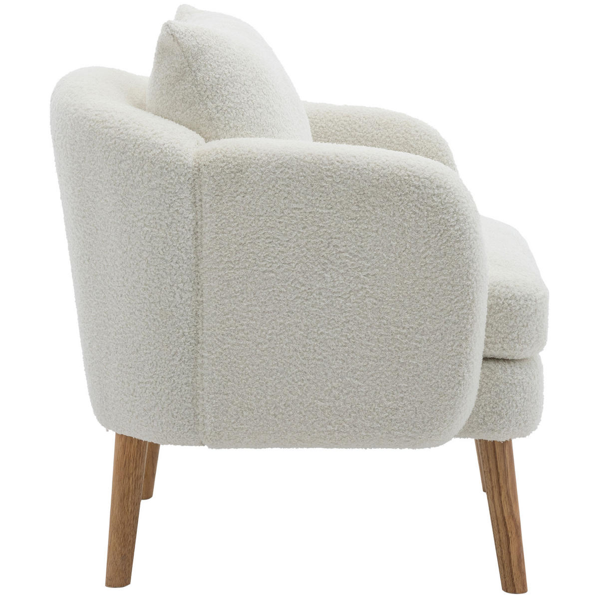 SESSEL Teddy Samt gepolstert mit Kissen extra dick Holzbein Weiß - Weiß, Holz (72/71/71cm) - FLIEKS