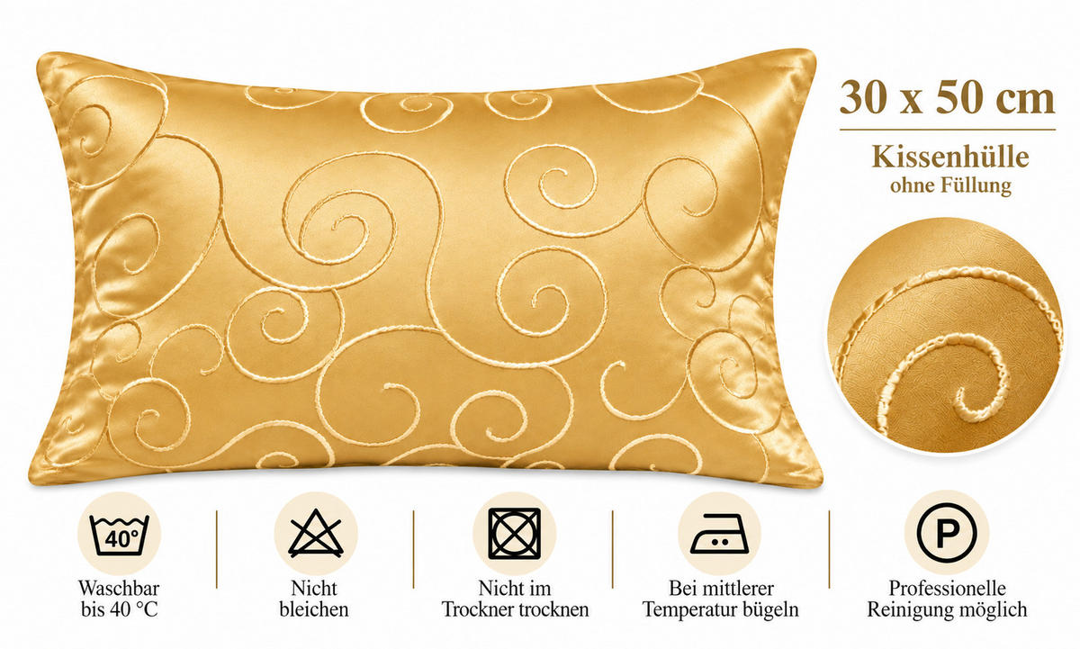 KISSENBEZUG 30x50 cm Gelb Damast Circle - Gelb, Textil (30/50cm) - TiborTex