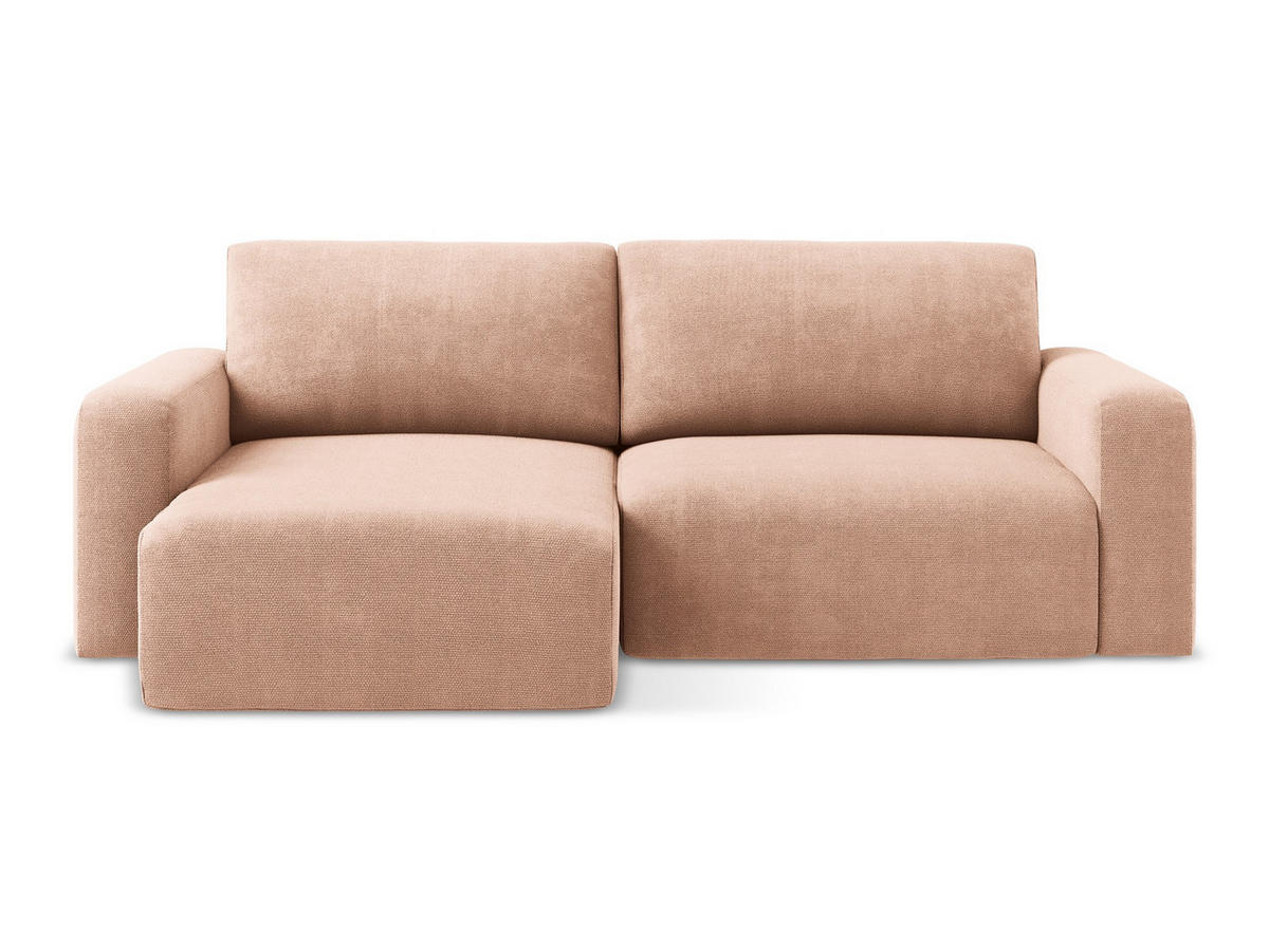 ECKSOFA mit Schlaffunktion links Chenille Stoff Pink - Pink/Koralle, Kunststoff/Textil (149/244cm) - Makamii