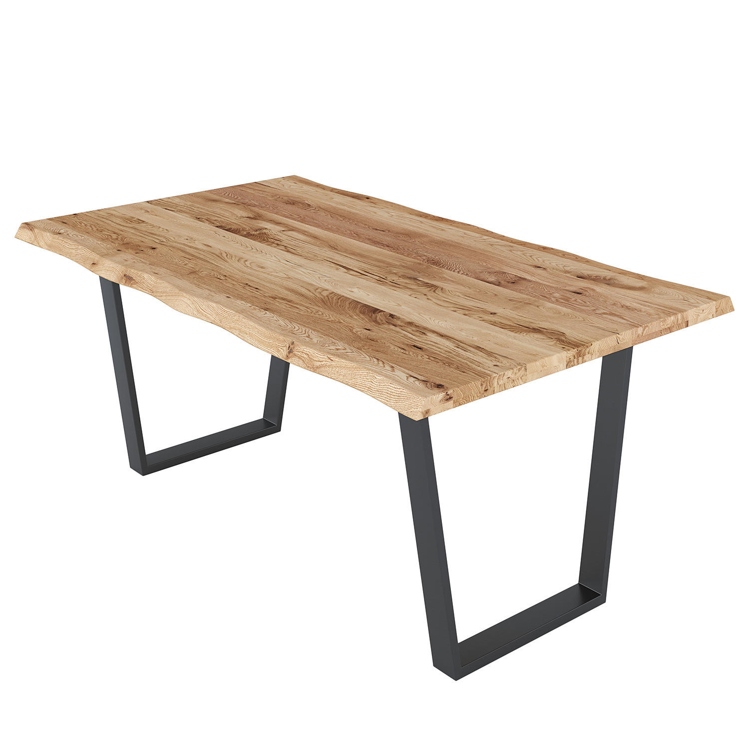 ESSTISCH - Metall / Massivholz - Eichefarben/Schwarz, Holz/Metall (100/180/76cm) - home24