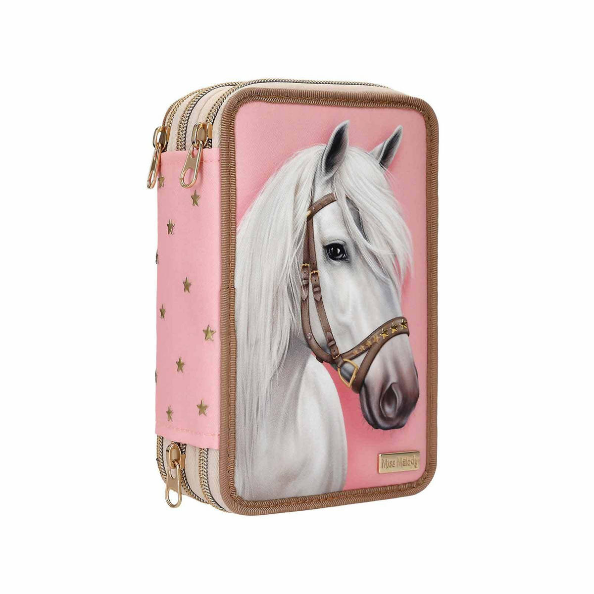 3-FACH FEDERTASCHE CLASSIC INKL. STIFTE Miss Melody rosa 7,5 x 13 x 20 cm - Rosa, Kunststoff (13/20/7.5cm) - Depesche Germany