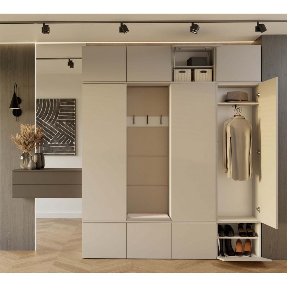 DULAP PENTRU HOL modern, set dulapuri: dulap pentru haine - dulap pentru pantofi, model cașmir 200/238/35 - cașmir, compozit lemnos (200/238/35cm) - RAUMHIRSCH FURNITURE