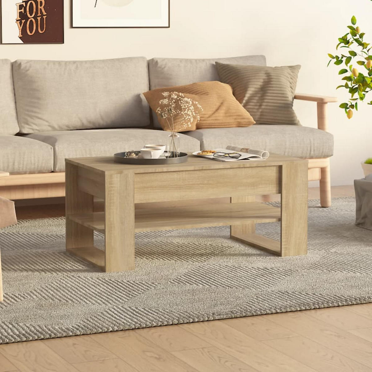 COUCHTISCH Sonoma-Eiche 102x55x45 cm Holzwerkstoff - Braun, Holzwerkstoff (102/55/45cm) - furnicato