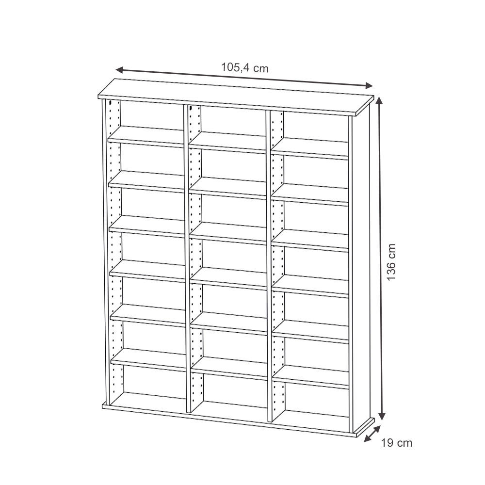 Thumbnail - Vicco Cd-Regal, Schwarz, Holzwerkstoff, 20 Fächer, Rechteckig, 105.4x136x19 cm, Wohnzimmer, Regale, CD & DVD-Regale