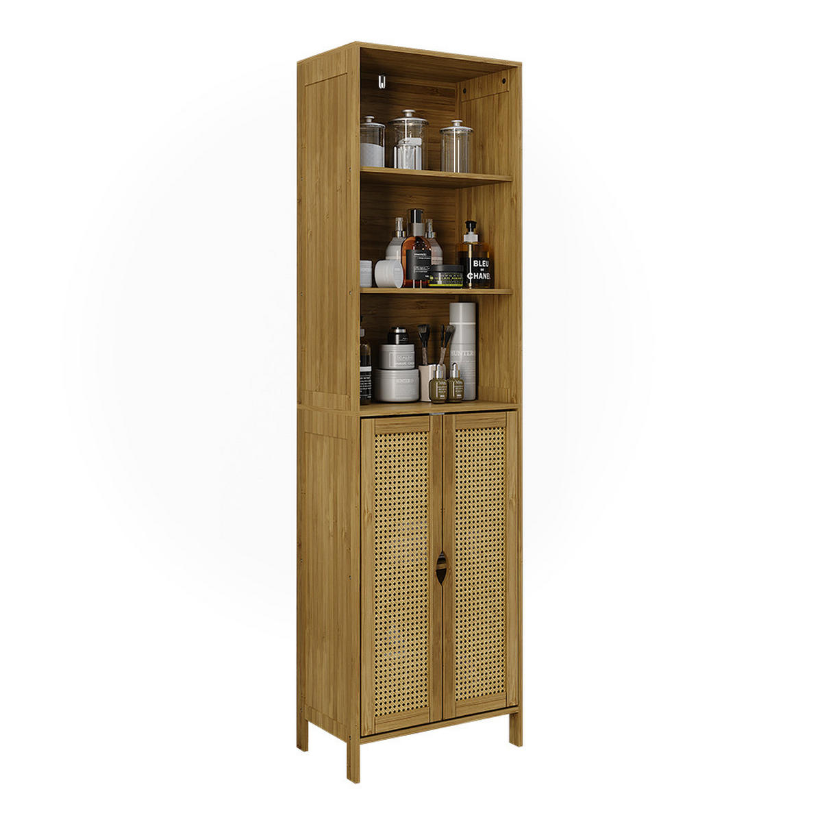 HOCHSCHRANK Liora Bambus 48 x 170 cm mit 2 Türen - Grün, Holzwerkstoff (48/170/29cm) - Vicco