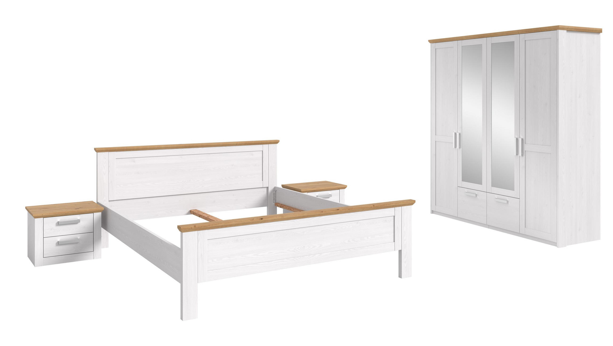 BETTANLAGE mit Kleiderschrank VERONA Bett (180 x 200cm) in Sibiu Lärche Nachbildung - Lärchefarben, Holzwerkstoff - Homes & Jones