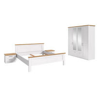 BETTANLAGE mit Kleiderschrank VERONA Bett (180 x 200cm) in Sibiu Lärche Nachbildung - Lärchefarben, Holzwerkstoff - Homes & Jones