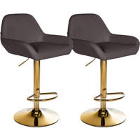 BARHOCKER 2er Set Lederlook braun - Goldfarben/Braun, Textil/Metall (51/89/52cm) - CLP