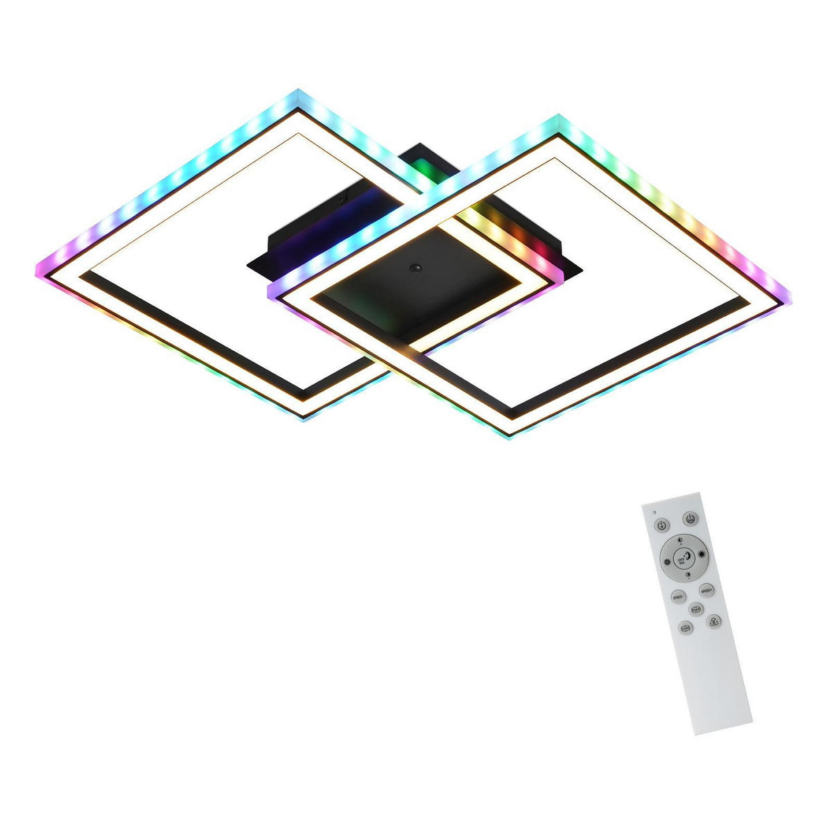 LED-DECKENLEUCHTE Wehrdorf 44.5/7.0/44.5 cm - Schwarz, Metall (44.5/44.5/7cm) - ZMH