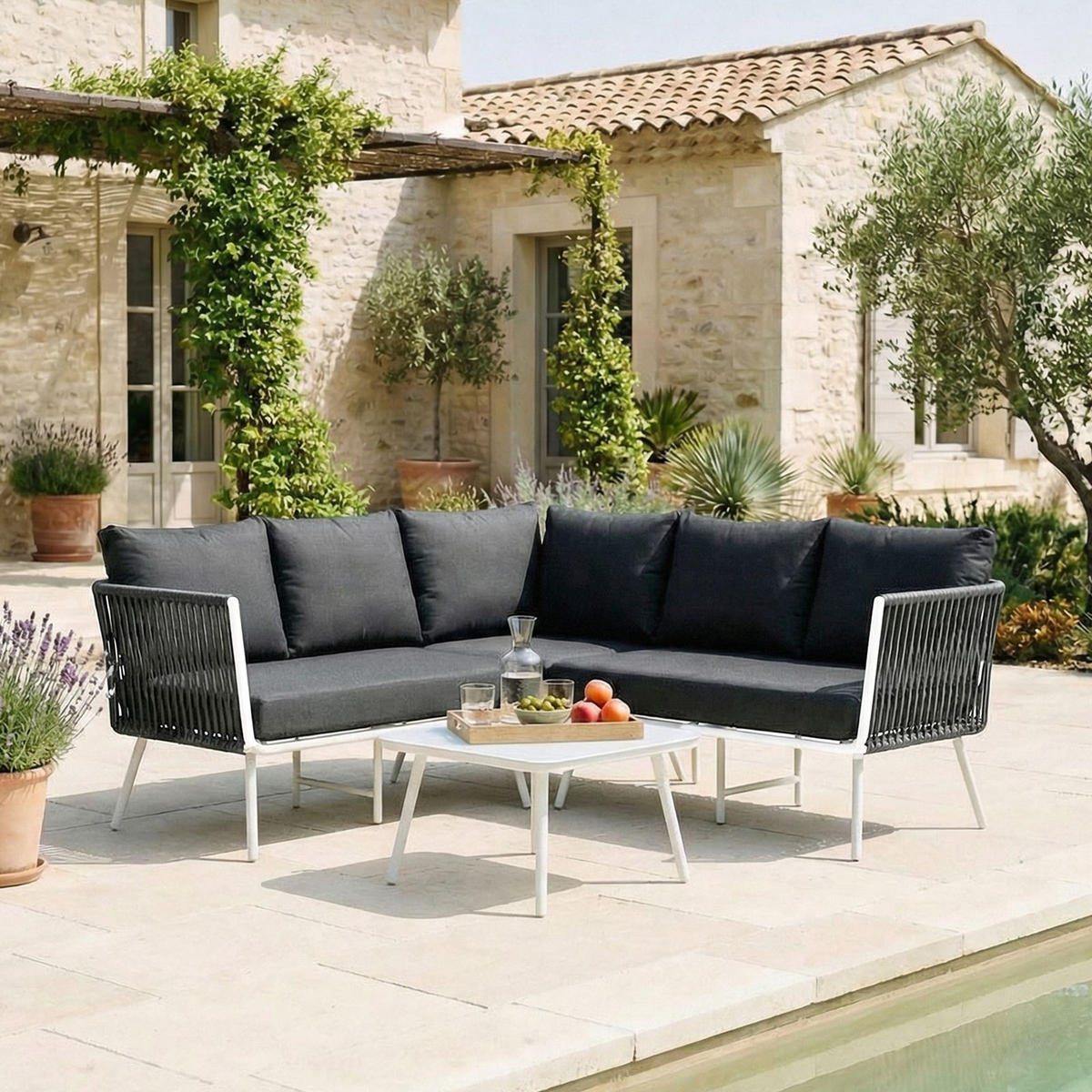 GARTENLOUNGE JAKARTA - Weiß/Grau, Metall - IDIMEX