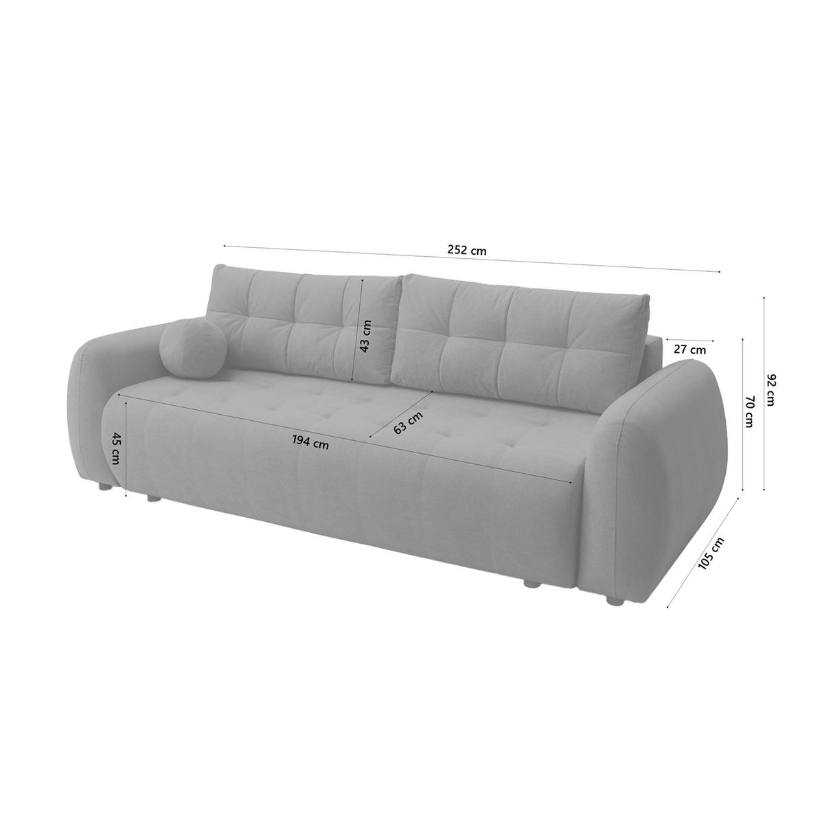 SOFA ARNIS mit Schlaffunktion, Anthrazit - Anthrazit, Textil (252/70/105cm) - Fedve