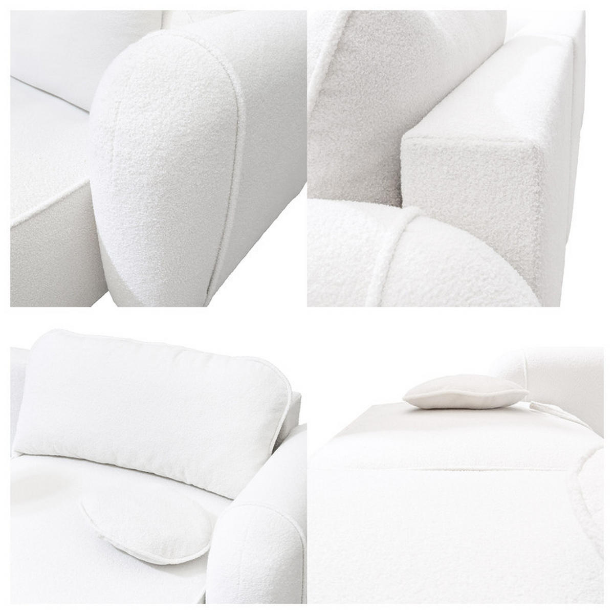 ECKSOFA SIGMA mit Schlaffunktion und Bettkasten, Stoff Weiß - Weiß, Textil (280/178cm) - Idohome