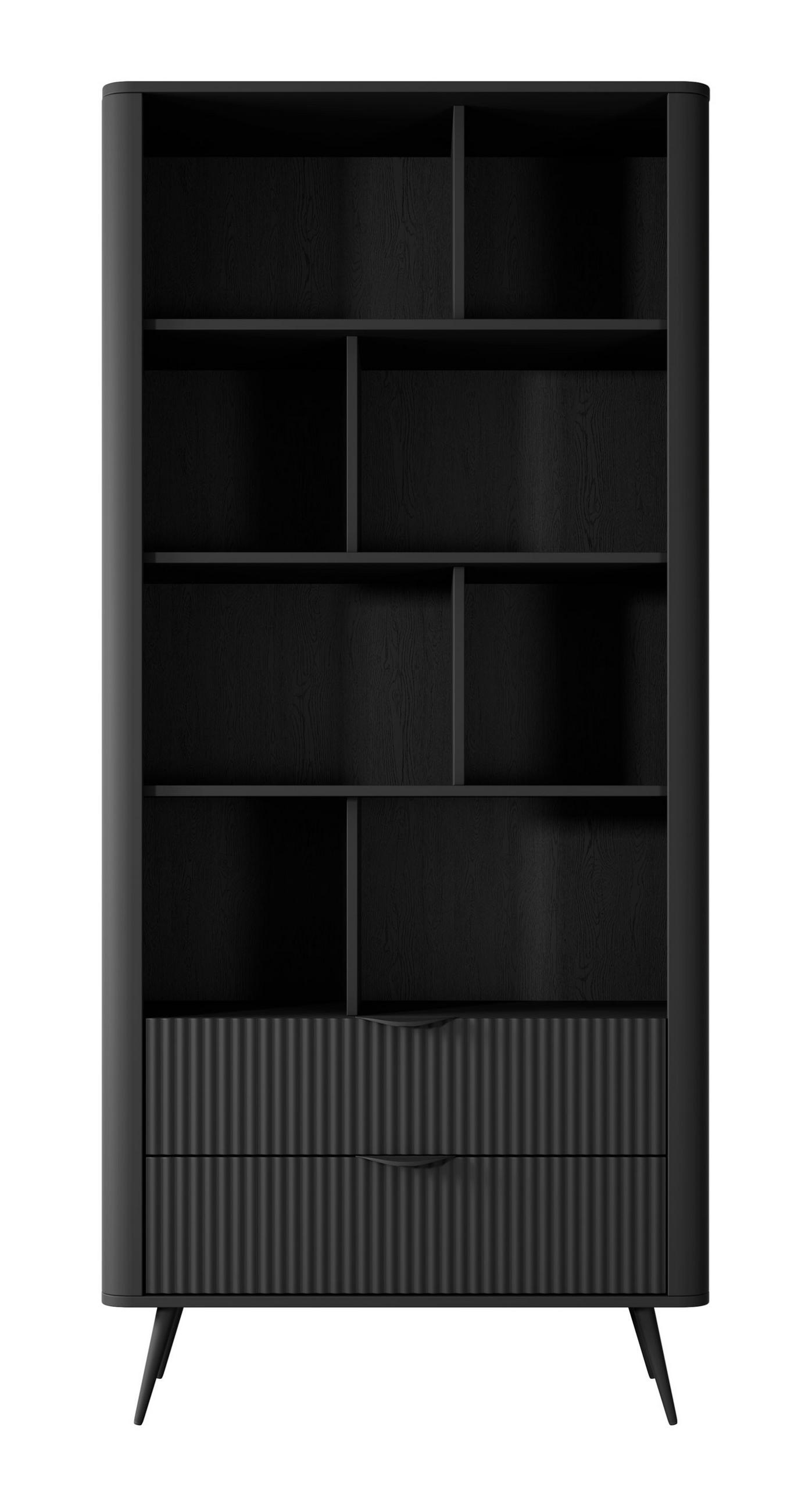 Feldmann-Wohnen Standregal Schwarz 88x194x38 cm