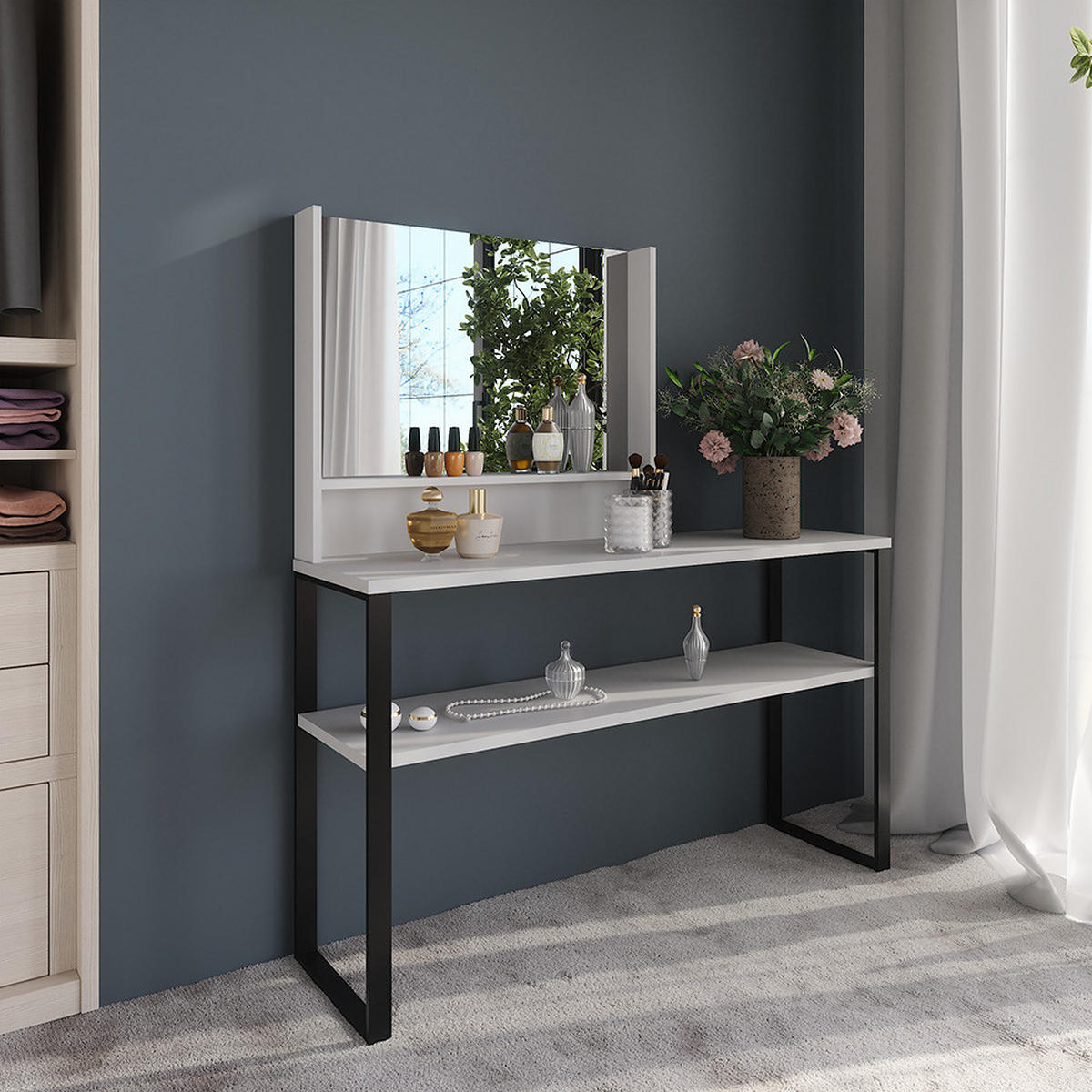 STĚNOVÉ ZRCADLO Sherry Bílá - bílá, kompozitní dřevo (80/65/10cm) - Vicco