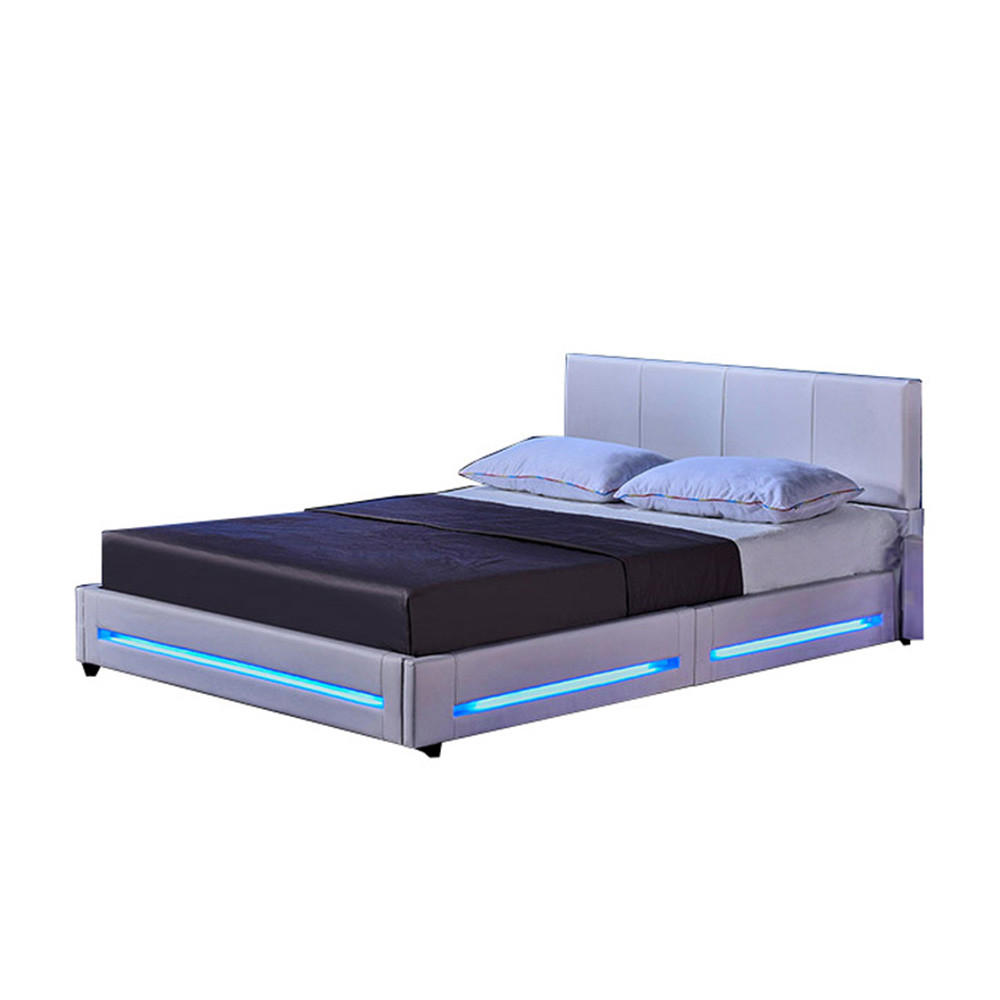 LED BETT ASTEROID - Weiß, 140 x 200 cm - Weiß, Kunststoff - Home Deluxe