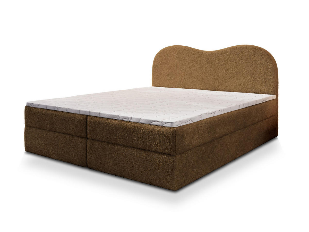 BOXBETT FLUVIA N 140x200 cm mit Matratze und Topper - Braun - Braun, Holz (140/200cm) - MASSENO