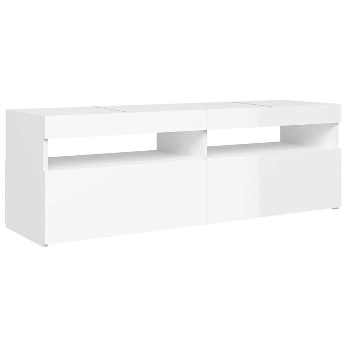 TV-SCHRANK Mit Led-Leuchten Hochglanz-Weiss 120/35/40 Cm - Weiß, Holzwerkstoff (35/40/60cm) - vidaXL