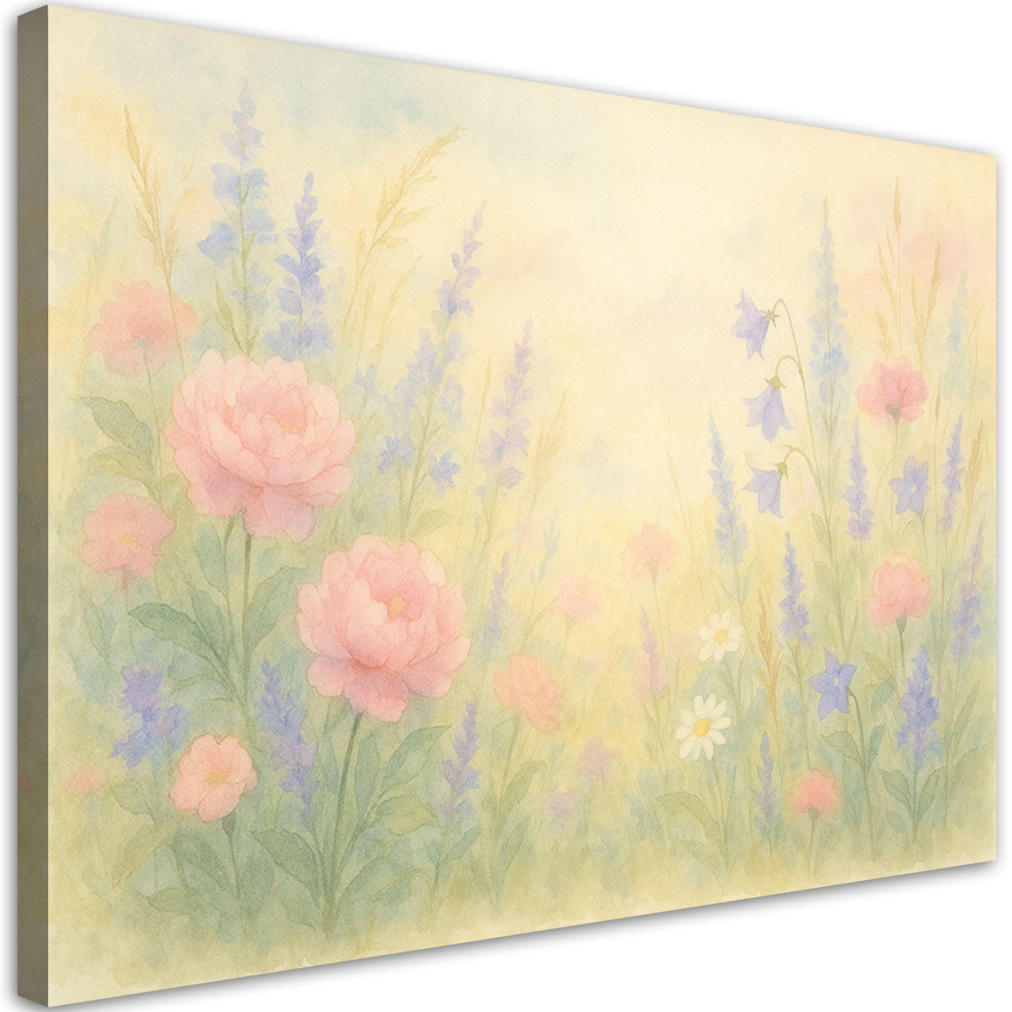 LEINWANDBILD Wildblumen im Nebel 120x80cm - Beige, Textil (120/80cm) - Feeby