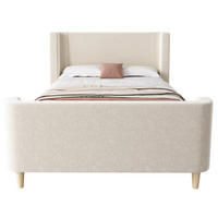 KINDERBETT 90x200cm Schlittenbett Kosmisches Muster Samt Beige - Beige, Holz - FLIEKS