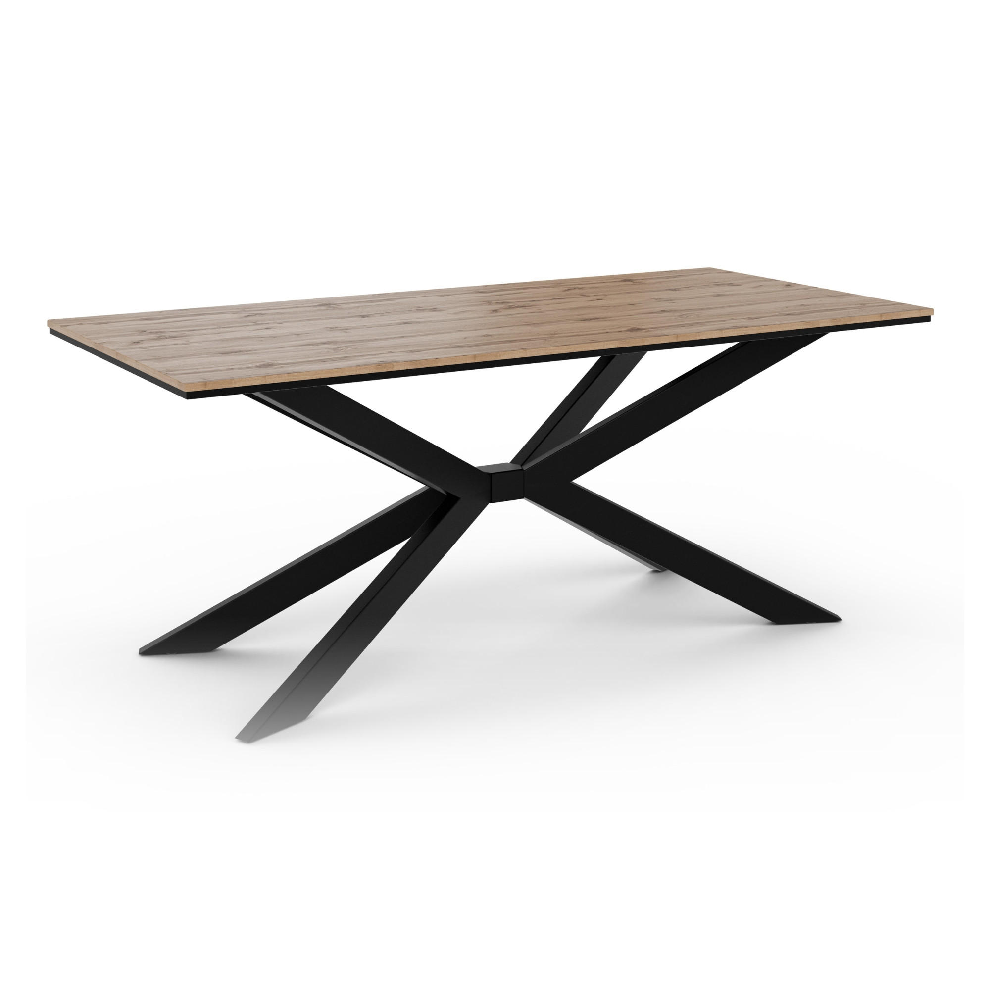 Prospero Esstisch Eiche Wotan, Schwarz 90x76.5x190 cm