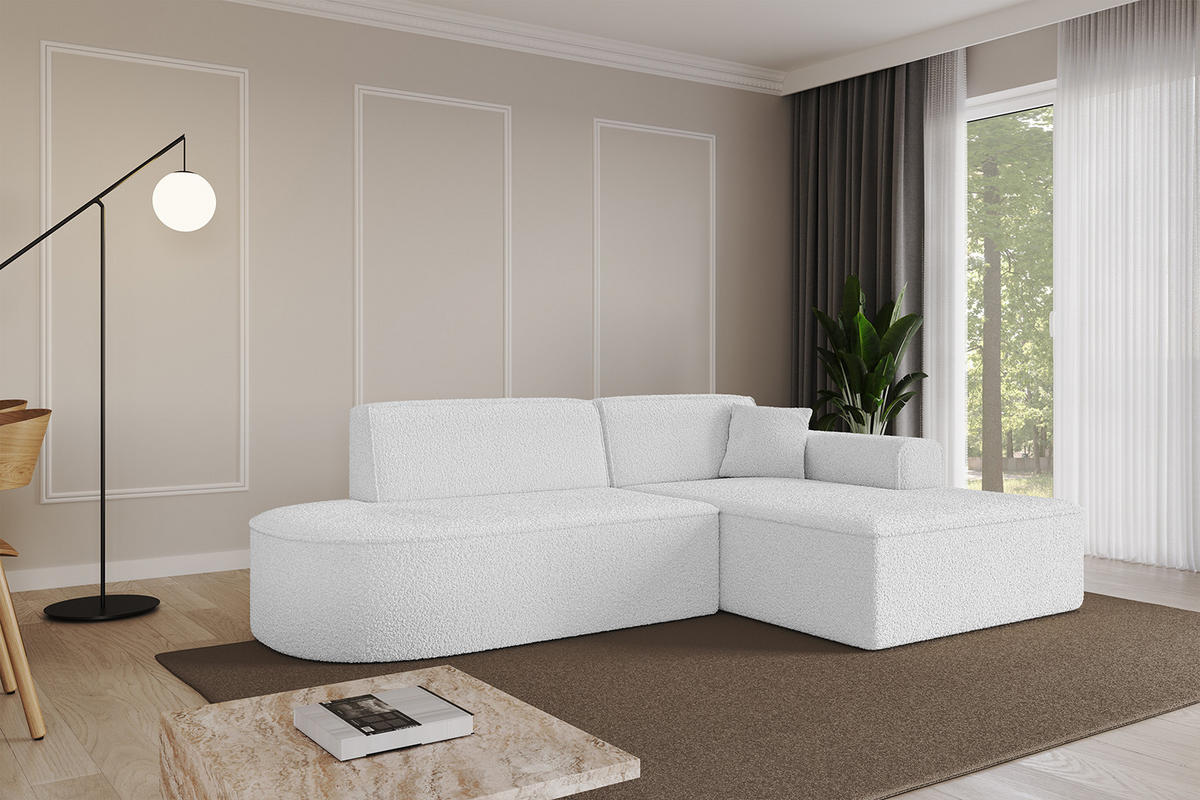 ECKSOFA Ottomane Rechts IREA-L1-v3 - 232x165x77 cm Weiß - Weiß, Holzwerkstoff/Textil (232/165cm) - ALTDECOR