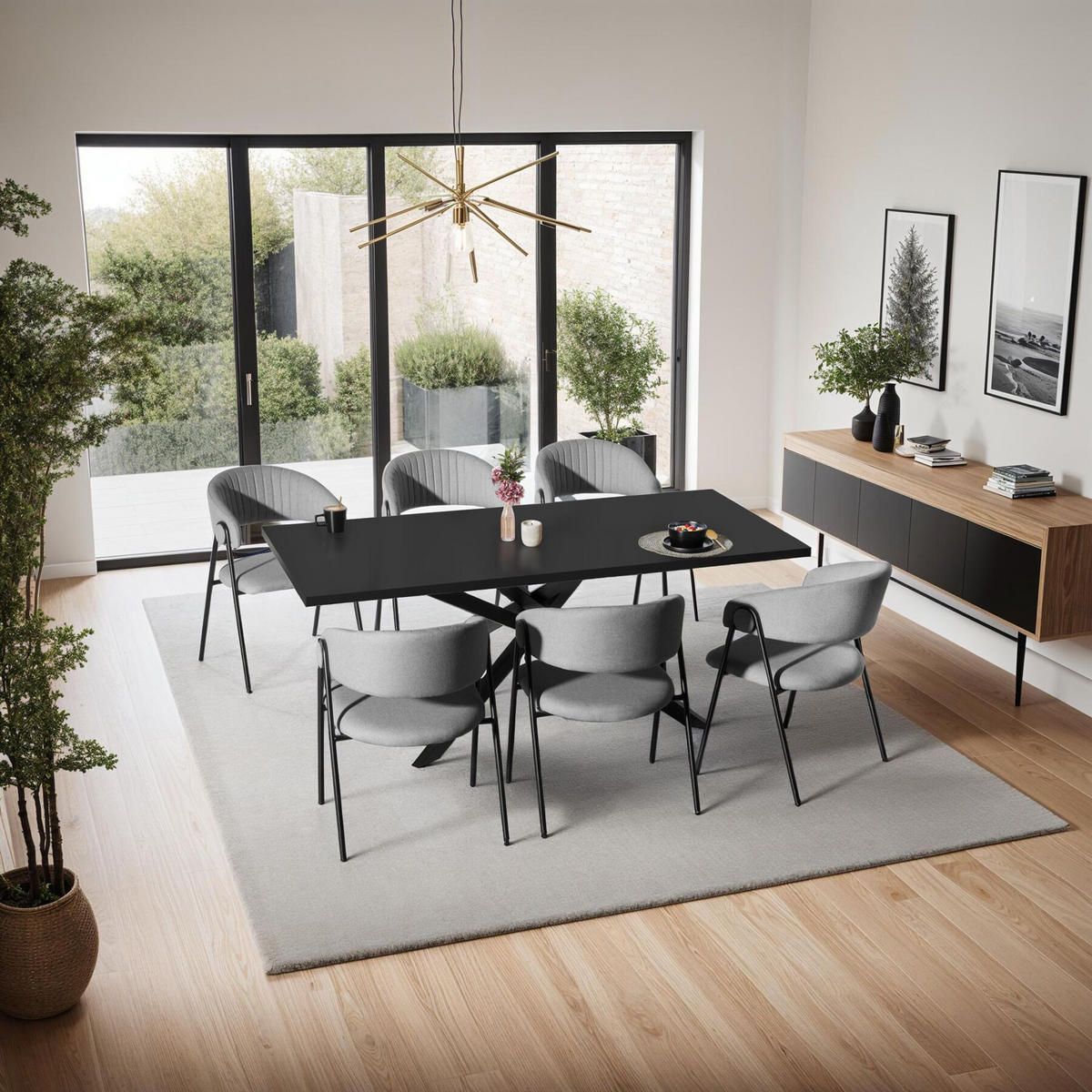 ARMLEHNSTUHL 6er Set Bedano 60 x 58 x 85 cm grau - Grau, Kunststoff (60/85/58cm) - tectake